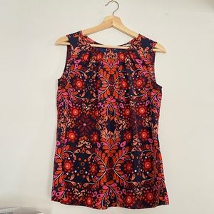 euc MERONA paisley sleeveless blouse navy red pink